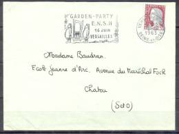 LETTRE  Cachet   VERSAILLES R.P.   Le  6 5 1963   GARDEN PARTY  E.N.S.H. 16 Juin VERSAILLES Pour CHATOU  S Et O - 1960 Marianne (Decaris)