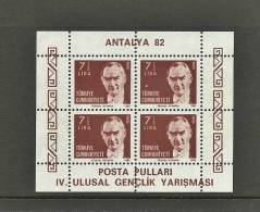 Turkey; 1982 Souvenir Sheet Of "Antalya 82" Stamp Exhibition - Unused Stamps