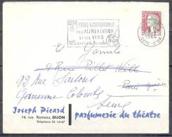 LETTRE  Cachet  DIJON GARE     Le  8 1 1964   FOIRE GASTRONOMIQUE  Sur Entete PUBLICITAIRE  PARFUMERIE - 1960 Marianne (Decaris)