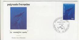 FDC  POLYNÉSIE  1994 TAHITI  # MAMMIFERES MARINS # - FDC