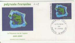FDC  POLYNÉSIE  VUE DE L'ESPACE # 1992 TAHITI  # BORA BORA # ILE PACIFIQUE - FDC