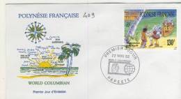 FDC  POLYNÉSIE   # 1992 TAHITI  # WORLD COLUMBIAN # DECOUVERTE CHRISTOPHE COLOMB # - FDC