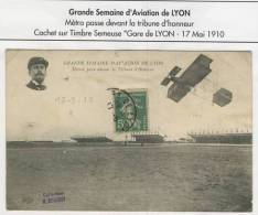CARTE POSTALE #   SEMAINE AVIATION LYON # 1910 #   PILOTE METRO #  VOL DEVANT TRIBUNES HONNEURS - Reuniones