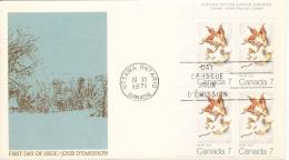 Canada FDC 19-11-1971 In A Block Of 4 Four Seasons WINTER With Cachet - 1971-1980