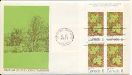 Canada FDC16-6-1971 In A Block Of 4 Four Seasons SUMMER With Cachet - 1971-1980