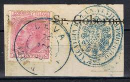 Fragmento Sello 10 Cts Alfonso XII, Fechador DEVA (Guipuzcoa), Marca ALCALDIA MOTRICO, Num 202 º - Used Stamps