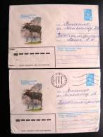 2 Covers Sent From Russia To Lithuania, USSR Postal Stationery, Animal Elk - Brieven En Documenten