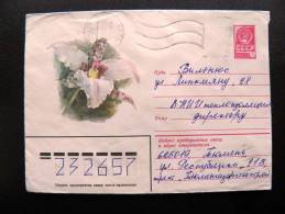 Cover Sent From Russia To Lithuania, USSR Postal Stationery, Flower Orchid - Brieven En Documenten