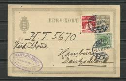 Denmark 1910 Upgrated Postal Stationary Card Used  To Hamburg Germany - Postwaardestukken