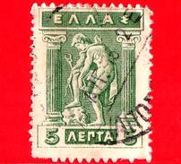 GRECIA - HELLAS - Usato - 1913 - Divinità  Mitologia - Mercurio - Stampa Litografica - 5 Lepta - Used Stamps