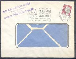 LETTRE  Cachet  PARIS  GARE St LAZARE  Le  25 1 1964    PHILATELIE Et TECHNIQUE GTAND PALAIS Paris 5-21 Juin 1964 - 1960 Marianne (Decaris)