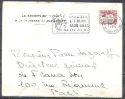 LETTRE  Cachet  PARIS VI   Le  30 4 1964    PHILATELIE Et TECHNIQUE GTAND PALAIS Paris 5-21 Juin 1964 - 1960 Marianne (Decaris)