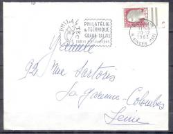 LETTRE  Cachet  PARIS XVI  Le 20 12 1963  PHILATELIE Et TECHNIQUE GTAND PALAIS Paris 5-21 Juin 1964 - 1960 Marianne (Decaris)