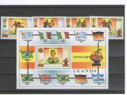 UGANDA 1982  SERIE STAMPS + BLOCK UNUSED FOOTBALL WORLD CUP ESPANA  SPORT - Uganda (1962-...)