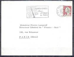 LETTRE  Cachet  PARIS  VIII  Le 30 9 1964     CHAMPS ELYSEES Pour Le Journal FRANCE SOIR Mr Pierre LAZAREFF - 1960 Marianne (Decaris)