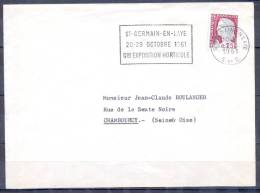 LETTRE  Cachet  St GERMAIN En LAYE    Le 1 3 1961      20-29 Octobre 1961 Gde Exposition Horticole - 1960 Marianne (Decaris)