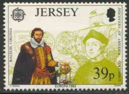 Jersey 1992 Mi 576 ** Sir Walter Raleigh (1554-1618) Founder Of Virginia / Gouverneur Von Jersey + Columbus - Christoffel Columbus