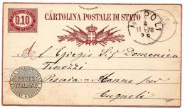 1878  CARTOLINA CON ANNULLO NAPOLI - Stamped Stationery