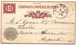 1878  CARTOLINA CON ANNULLO NAPOLI - Entero Postal