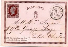 1875  CARTOLINA CON ANNULLO MILANO STAZ. - Interi Postali