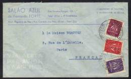 PORTUGAL - COIMBRA / 1949 LETTRE AVION POUR LA FRANCE (ref 4057) - Storia Postale