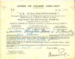 Carte D´assurance De Chasse/La Galmontoise/Saint Pierre D´Autils/Eure/ 1936- 37     VP513 - Materiale E Accessori