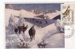 Carte-Maximum TCHECOSLOVAQUIE  N°Yvert 1306  (CHAMOIS) Obl 1966 - Storia Postale