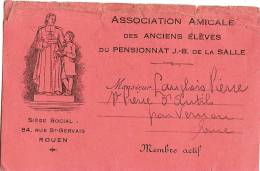 Carte D´association/ Anciens éléves  Du Pensionnat JB De La Salle /Rouen/Seine Inférieure/1932   VP514 - Material Y Accesorios