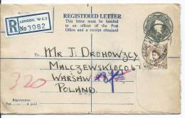 3082  REGISTERED  LETTER NOTTINGHAM--WARSAW - Avions