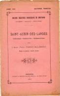 Publication Anciens Registres Paroissiaux Bretagne De 1891,  ST AUBIN DES LANDES, (35) 15 Pages,  Abbé PARIS-JALLOBERT - Revues Anciennes - Avant 1900