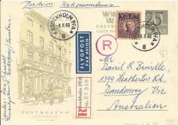 Sweden 1966 Registered Card Sent To Australia - Oblitérés