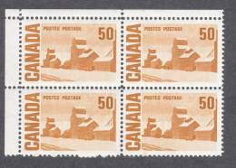 Canada Scarce  #465Aiii HB DEX  50c Blank Corner Block Of 4  Upper Left Block  MNH  OG   CV $125.00 - Blocchi & Foglietti