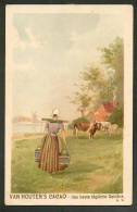 NETHERLANDS , VAN HOUTENS CACAO  COCOA , VILLAGE WOMAN , WINDMILL  ,  OLD  ADVERTISEMENT CARD - Cafés