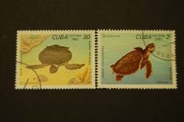 Cuba 2 Valori Usati Tartarughe - Turtles
