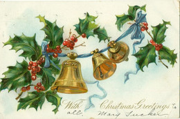 United States 1906 Postcard Christmas Greetings Railway Boston Roxbury Station - Lettres & Documents