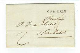 Lettre De Yverdon Pour Neuchâtel - ...-1845 Préphilatélie