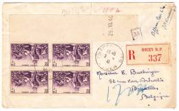 FRANCE 1941 LETTRE RECOMMANDEE DE ROUEN A BRUXELLES CENSUREE - Briefe U. Dokumente