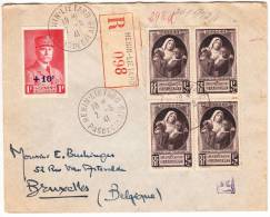 FRANCE 1941 LETTRE RECOMMANDEE DE HENIN A BRUXELLES CENSUREE - Covers & Documents