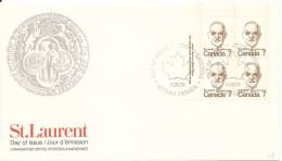 Canada FDC 8-4-1974 In A Block Of 4 St. Laurent With Cachet - 1971-1980