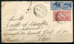 03.03.1914 - Y&T  79 (x2) Et Expres 1 Sur Lettre De Gènes Pour Paris - Express Mail