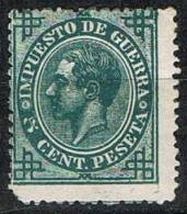 5 Cts Impuesto Guerra Alfonso XII, VARIEDAD Impresion, Num 183 * - War Tax