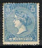 Sello 4 Cuartos Isabel II 1866, Rara VARIEDAD Calcado Al Dorso, Num 81 º - Usados