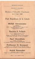 Liste électorale/ Election Assemblée Constituante/Parti Républicain De La Liberté/ Seine Et Marne/ 1946    VP533 - Unclassified