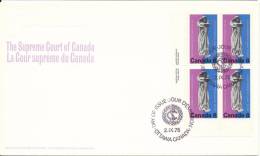 Canada FDC 2-9-1975 In Block Of 4 The Supreme Court Of Canada With Cachet - 1971-1980