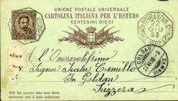 INTERO REGNO UMBERTO I 10 C. SX UPU VG 1898 ESTERO ANN OTTAGONALE TERRANOVA RARO - Entiers Postaux