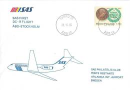 Cover  SAS Fisrt Flight Åbo-Stockholm 28/10-85 - Covers & Documents