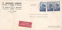 8864# BELGIQUE LETTRE EXPRES SPOEDBESTELLING Obl LIEGE 1934 LUIK LUXEMBOURG A BALE AMBULANT STRASBOURG BAS RHIN ALSACE - Cartas & Documentos