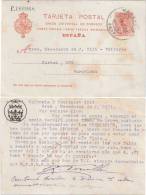 Tarjeta Entero Postal Circulada Edifil Nº-53n, Con Impresión Trasera Privada De "LIBRERÍA PONTIFICIA FENOLLERA" - 1850-1931