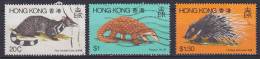 Hong Kong 1982 Mi. 384-86 Säugtiere Indische Zibetkatze Chines. OhrenSchuppentier Chines. Stachelschwein - Gebraucht