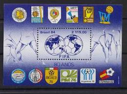 Brazil Block 65 ** MNH 1984 FIFA Soccer Football - Blocks & Sheetlets